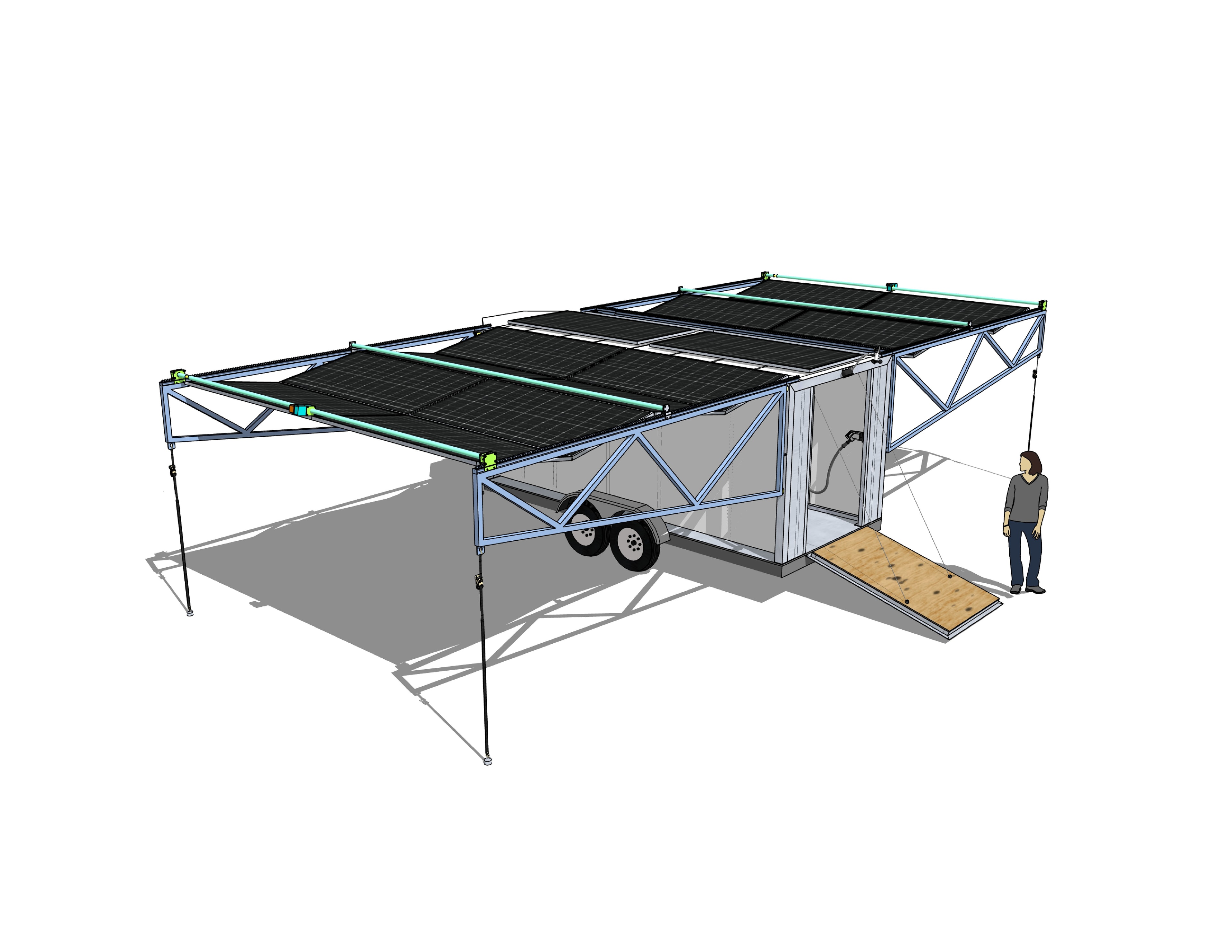 Power Mule trailer with solar array folded in transport position
