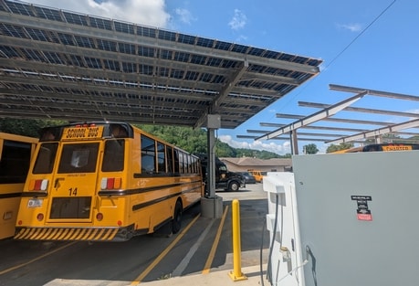 Cherokee Boys Club bus service solar canopy close-up