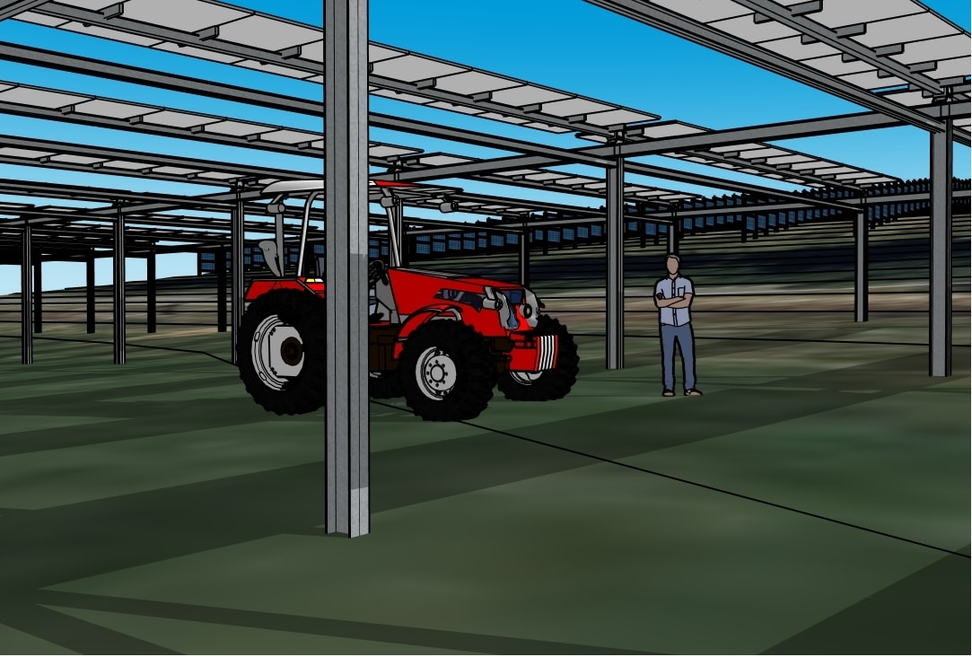 Warren Wilson College Agrivoltaic Microgrid tractor clearance